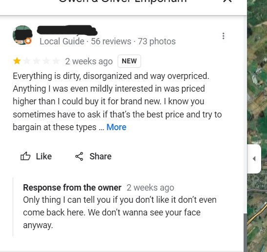 GMB google reviews how not to respond to feedback